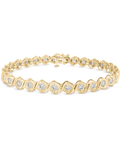 Macy's Diamond Swirl Bezel Link Bracelet (4 Ct. T.w.) In 10k Gold, Exclusively At