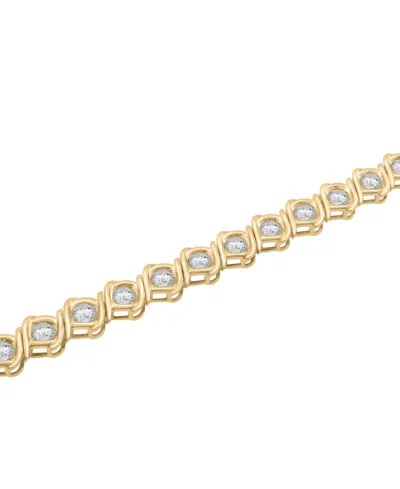 Macy's Diamond Swirl Bezel Link Bracelet (4 Ct. T.w.) In 10k Gold, Exclusively At