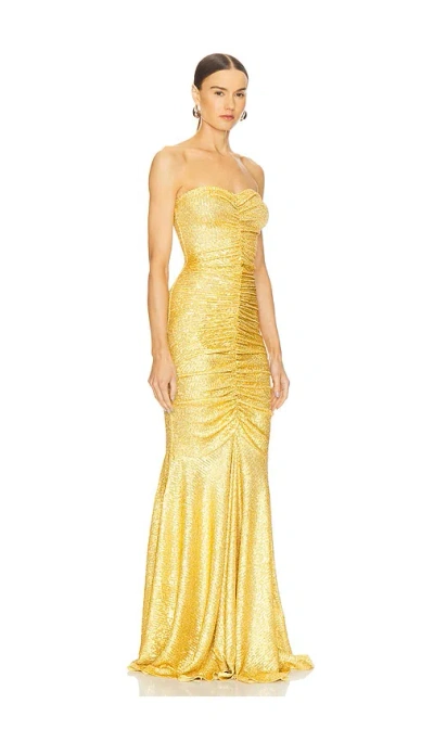 Norma Kamali Strapless Shirred Front Fishtail Gown