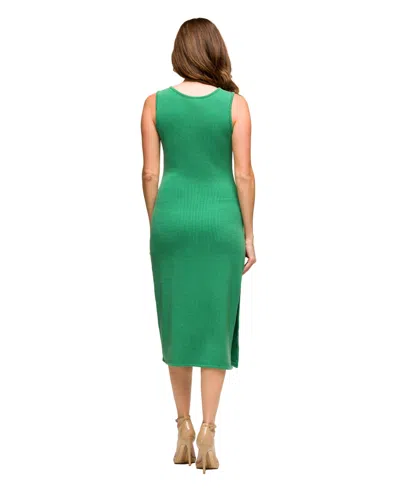 24seven Comfort Apparel Women's Fitted Sleeveless Side Slit Dress In Green
