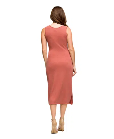 24seven Comfort Apparel Women's Fitted Sleeveless Side Slit Dress In Pink