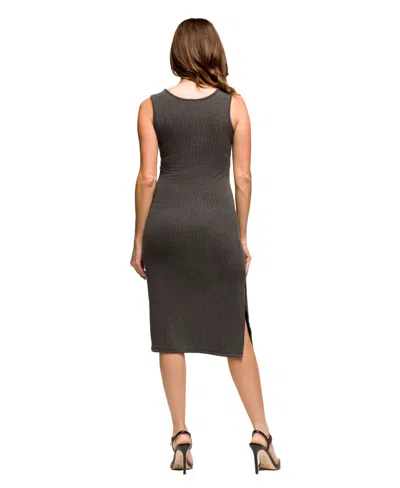 24seven Comfort Apparel Women's Fitted Sleeveless Side Slit Dress In Multi