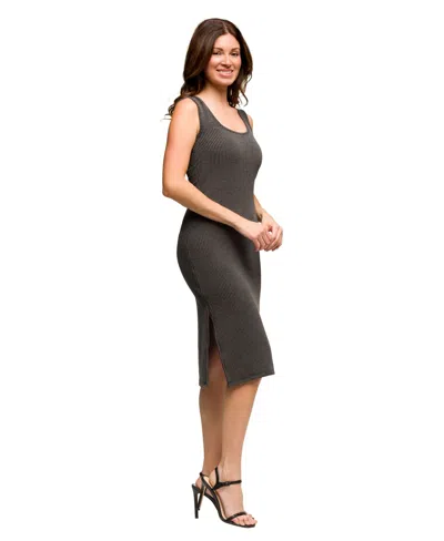 24seven Comfort Apparel Women's Fitted Sleeveless Side Slit Dress In Multi