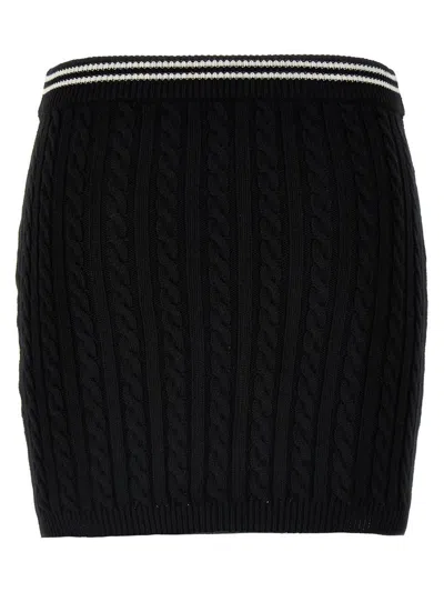 Alessandra Rich Womens Black Cable-knit Slim-fit Cotton Mini Skirt