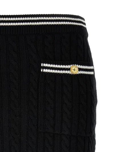 Alessandra Rich Womens Black Cable-knit Slim-fit Cotton Mini Skirt