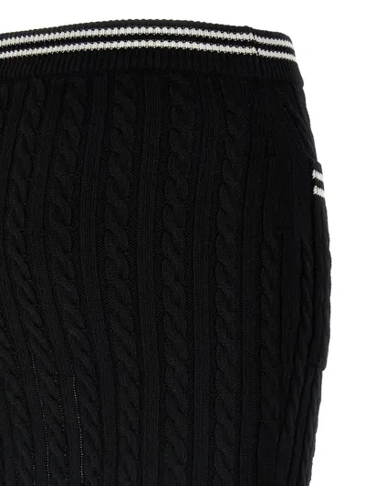Alessandra Rich Womens Black Cable-knit Slim-fit Cotton Mini Skirt