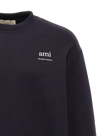 Ami Alexandre Mattiussi Black Crewneck Sweatshirt With Logo Lettering Detail On The Front And Adc Logo Embroidery On The Rea In Black