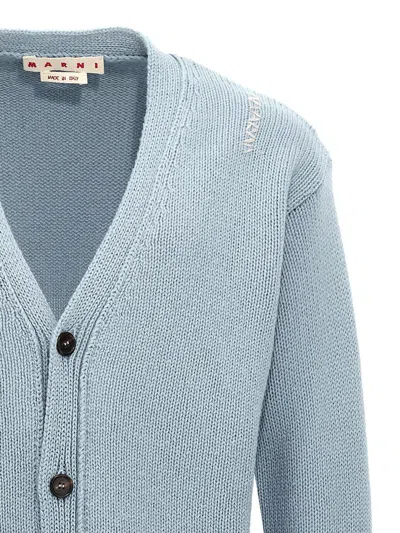 Marni Classic Wool Cardigan With Button Closure In Blue