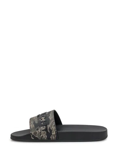 Givenchy Logo-embossed Camouflage-print Leather Slides