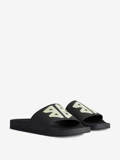 Balenciaga Black Sandals With Maxi Contrasting Logo In Tech Fabric Man