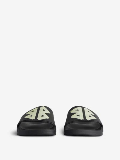Balenciaga Black Sandals With Maxi Contrasting Logo In Tech Fabric Man