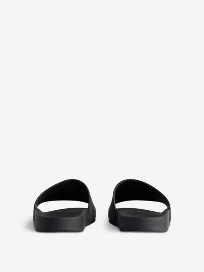 Balenciaga Black Sandals With Maxi Contrasting Logo In Tech Fabric Man