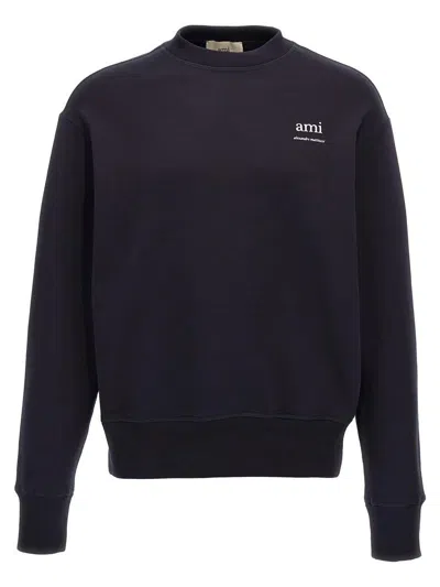 Ami Alexandre Mattiussi Black Crewneck Sweatshirt With Logo Lettering Detail On The Front And Adc Logo Embroidery On The Rea In Black