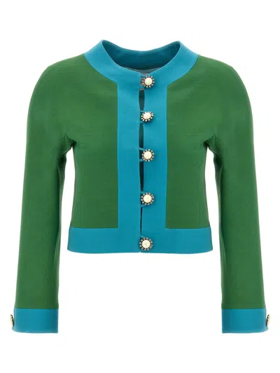 Valentino Short Green And Turquoise Jacket