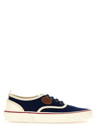 Valentino Garavani Blue Low Top Sneakers With Vlogo Patch On The Side In Cotton Man