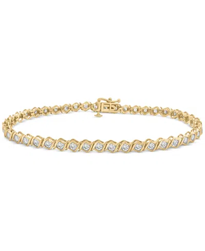 Macy's Diamond Swirl Link Tennis Bracelet (2 Ct. T.w.) In 10k Gold, Exclusively At