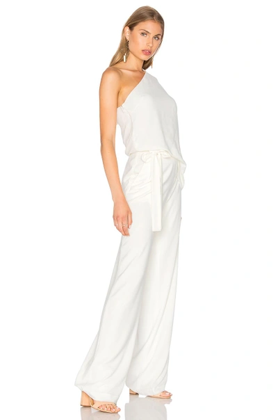 Shop Halston Heritage Asymmetrical Wide Leg Jumpsuit In Chalk