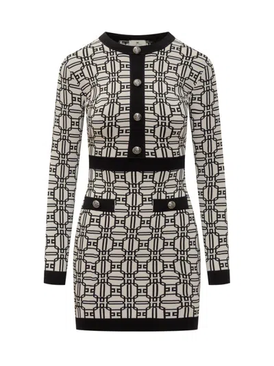Elisabetta Franchi Chic Viscose Dress With Embellished Buttons