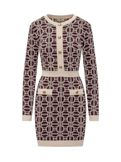 Elisabetta Franchi Logo-jacquard Long-sleeved Mini Dress