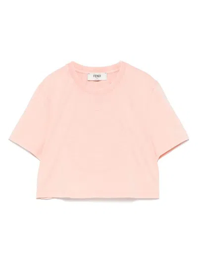 Fendi Peach Crewneck Cropped T-shirt