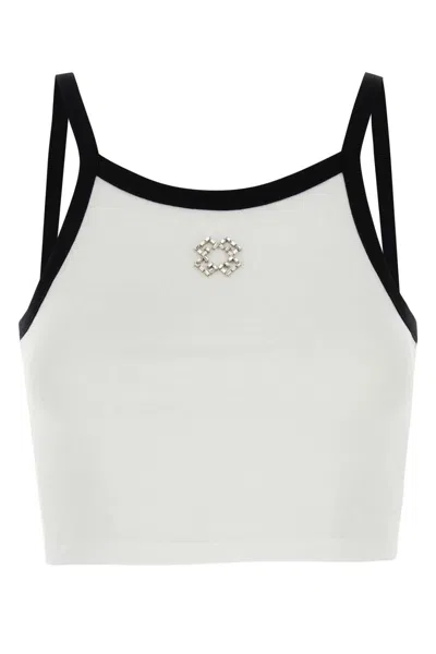 Givenchy Cropped Tank Top In Cotton And Crystals With 4g Detail