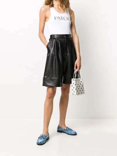 Patou Ribbed Sleeveless Cotton Tank With Round Neckline