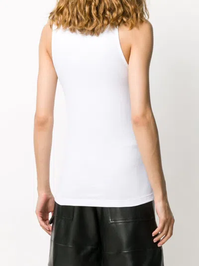 Patou Ribbed Sleeveless Cotton Tank With Round Neckline