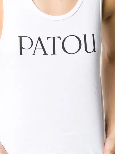Patou Ribbed Sleeveless Cotton Tank With Round Neckline