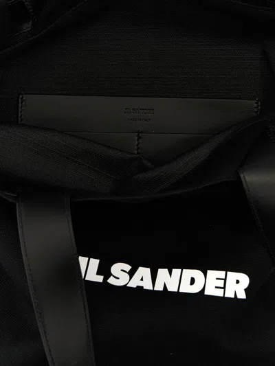 Jil Sander Logo Print Cotton-linen Blend Tote Bag