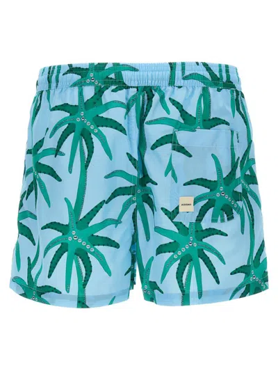 Jacquemus Le Maillot Puntini Light Blue Swimsuit With Elastic Waist And All-over Print In Tech Fabric Man