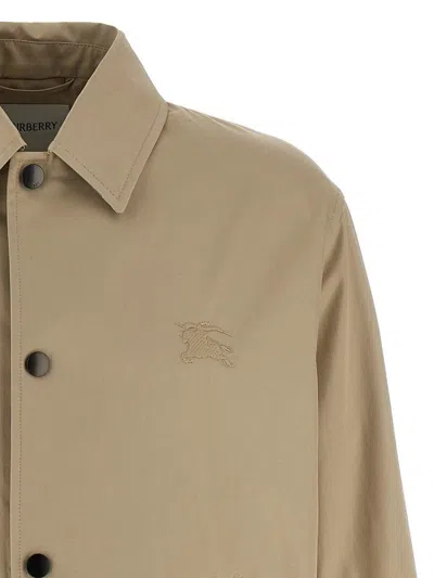 Burberry Gabardine Jacket With Collared Neck And Side Pockets
