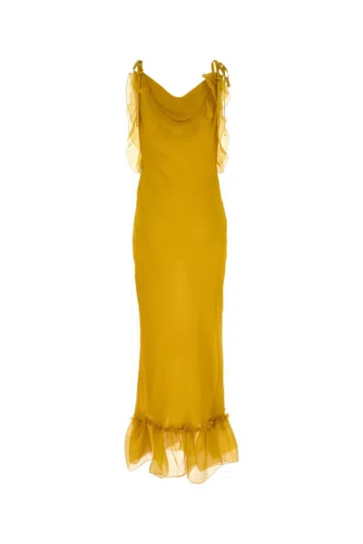 Saint Laurent Mustard Crepe Dress