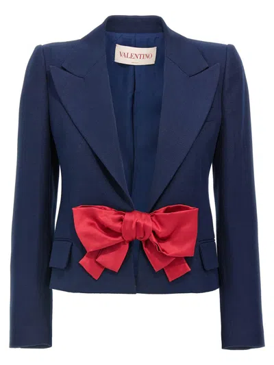 Valentino Tailored Bow-detail Jacket Crafted From Lightweight Viscose