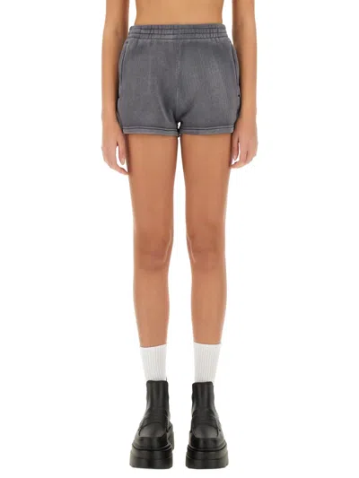 Shop Alexander Wang T T By Alexander Wang Dark Grey Cotton Blend Shorts