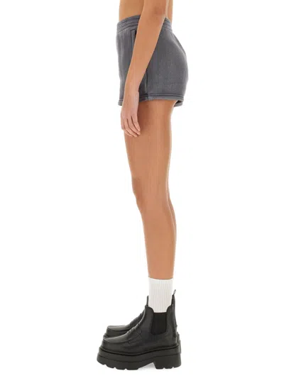 Shop Alexander Wang T T By Alexander Wang Dark Grey Cotton Blend Shorts