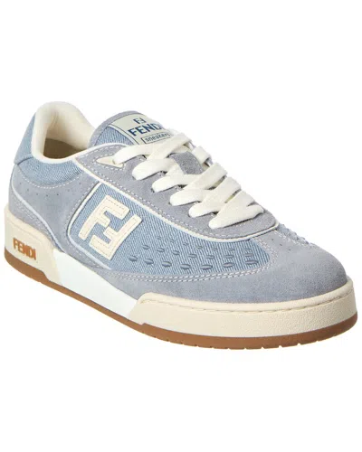 Fendi Match Denim And Suede Low-top Sneakers