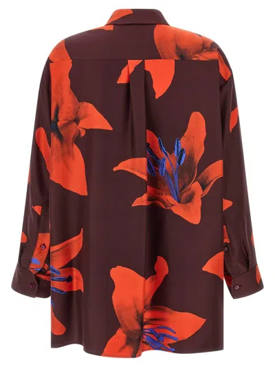 Alexander Mcqueen Silk Twill Pyjama Shirt With Flame Lily Print