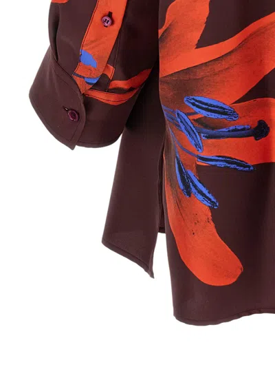 Alexander Mcqueen Silk Twill Pyjama Shirt With Flame Lily Print