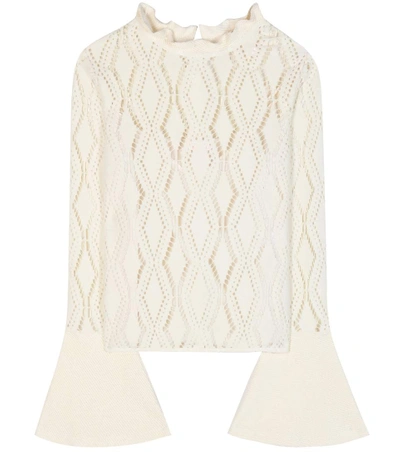 See By Chloé Bell-sleeve Crochet Top, Winter White