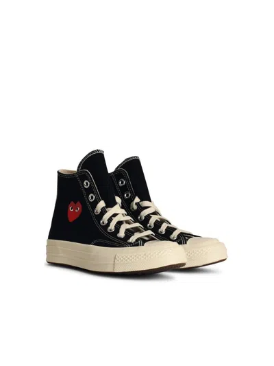 Comme Des Garçons Play X Converse 'red Heart' Black Canvas Sneakers