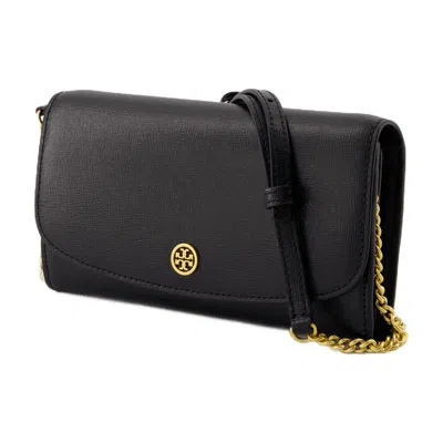 Tory Burch Robinson Wallet On Chain -  - Leather - Black