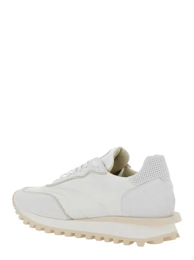 Eleventy White Sneakers With Logo On The Tongue In Suede And Tech Fabric Blend Man