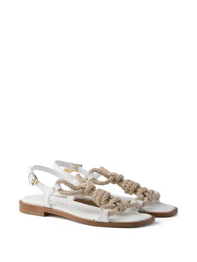 Prada Leather And Cord Thong Sandals