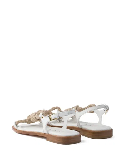 Prada Leather And Cord Thong Sandals