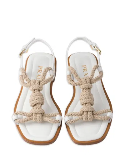 Prada Leather And Cord Thong Sandals