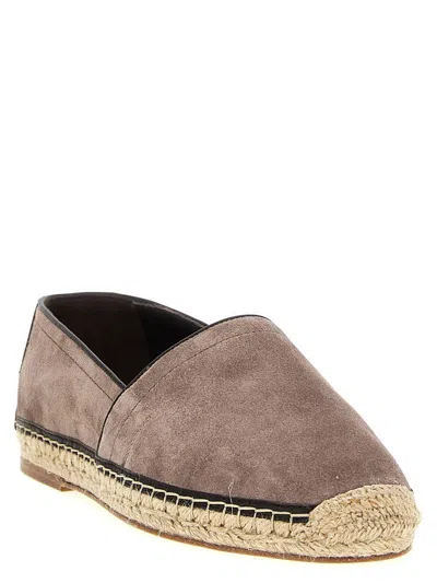 Brunello Cucinelli Round Toe Suede Espadrilles With Jute Sole