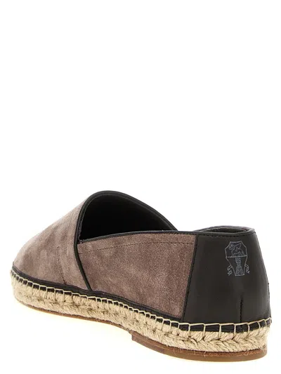 Brunello Cucinelli Round Toe Suede Espadrilles With Jute Sole