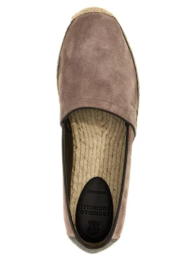 Brunello Cucinelli Round Toe Suede Espadrilles With Jute Sole