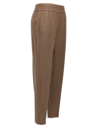 Brunello Cucinelli Brown Linen Blend Trousers