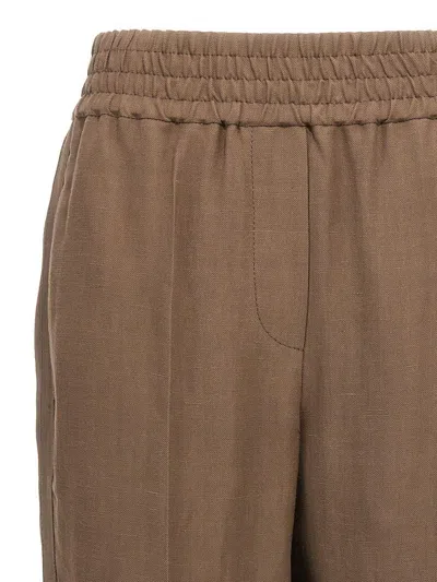 Brunello Cucinelli Brown Linen Blend Trousers